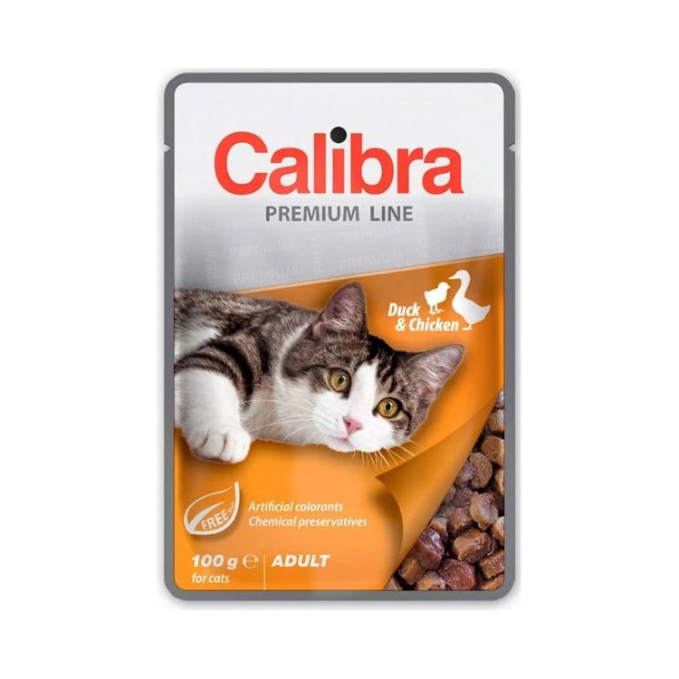 Calibra KAPSIČKA Premium cat Adult Kačka & kura v omáčke 24 x 100 g